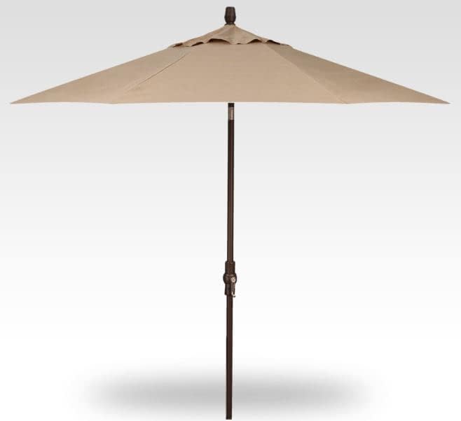 Treasure Garden 9 FT Pool Umbrella, Auto Tilt Aluminum Patio Shade, Powder Coated Frame, Corrosion Resistant (9-FT Starlux Collar-Tilt Sunbrella Heather Beige w/Bronze Frame)