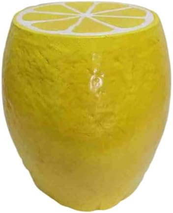 Resin Lemon Fruit Stool Side Table for Indoor Outdoor Use, Cute Yellow Garden Plant Stand Weather Resistant Patio Decor Whimsical Living Room Furniture Decorative Seating Poolside Balcony