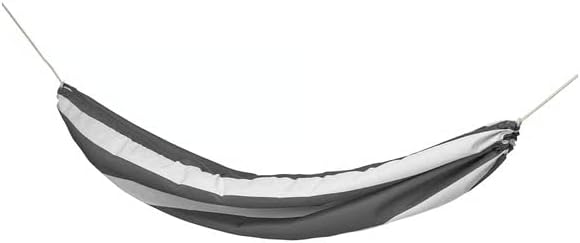 Outdoor Hammock – Gray and White Striped – Weather-Resistant Fabric for Garden, Patio, Backyard, or Camping, 59 x 104 Inch