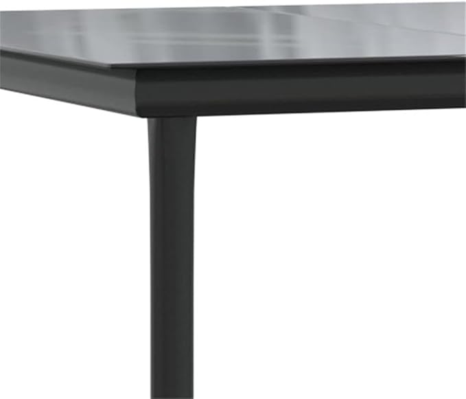 BOWERY HILL Contemporary 5 Piece Poly Rattan Patio Dining Set, Powder-Coated Metal Frame, Black Finish, UV-Resistant Cushions, Tempered Glass Tabletop, Outdoor Garden and Terrace Dining Use