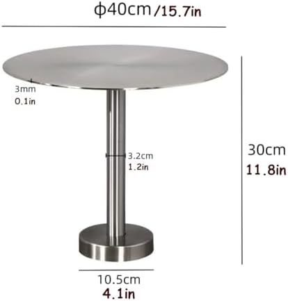 Wall Mounted Small Round Stainless Steel Tray Table - Space-Saving Modern Pub Bar End Table for Indoor/Outdoor Use (1.64ft) - Perfect for Cafe & Booth Settings