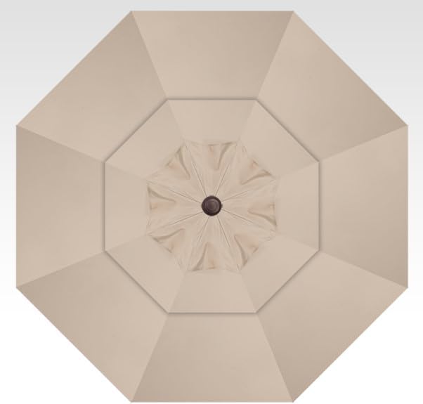 Treasure Garden Deluxe Auto-Tilt Octagon Market Umbrella, 11ft - Outdoor Patio, Deck, Pool, Backyard Stand Alone Umbrella - Heavy Duty w/Bronze Frame & Obravia2 Fabric (Khaki)
