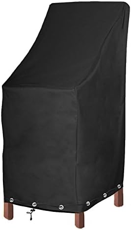 RosieLily Outdoor Chair Covers, High Back Patio Chair Covers Waterproof, Heavy Duty Patio Furniture Covers, Stackable Outdoor Bar Stool Covers, 600D, High Back with Lock Hole-1 Pack