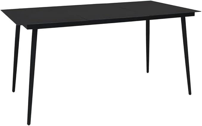 Afuera Living 7-Piece Patio Dining Set, Rectangular Black Glass Table, Powder-Coated Steel Frame, Weather-Resistant Modern Outdoor Furniture with 6 Chairs, Comfortable Seating for Garden or Terrace
