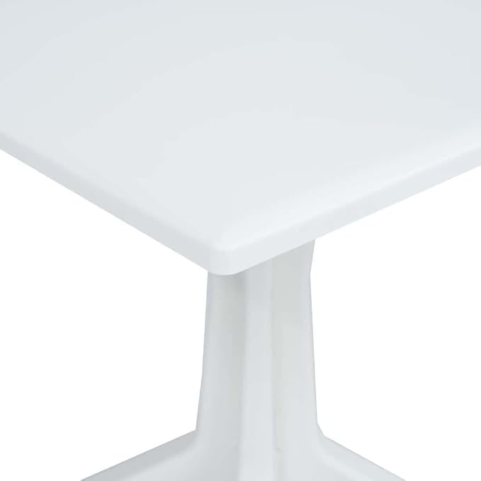 28 in White Square Outdoor Dining Table, Weather-Resistant Matte Plastic Patio Table for Garden Balcony or Small Backyard Gatherings