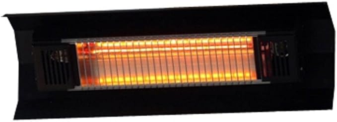 Fire Sense 60460 Wall Mounted Infrared Patio Heater 1500 Watts Weatherproof Lightweight for Indoor Outdoor Use 6 Foot Non Retractable Electrical Cord Mounting Bracket - Black