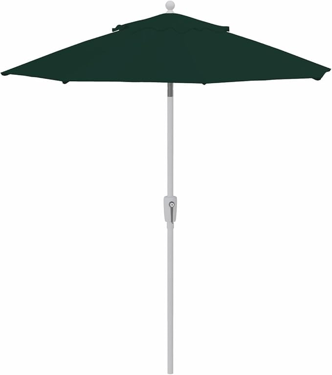 Treasure Garden 7.5ft Patio Umbrella – Outdoor Market Umbrella – Push Button Tilt – White Aluminum Frame (O’bravia, Forest Green)