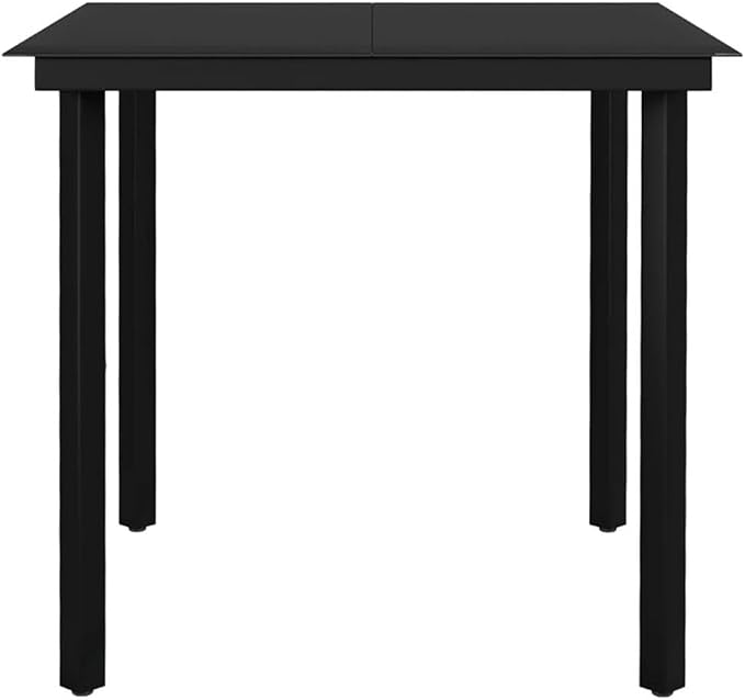 BOWERY HILL Contemporary Patio Dining Set, 5-Piece, Synthetic Poly Rattan, Powder-Coated Steel Frame, Dark Gray/Black Finish, Cushioned Seating, Space-Saving Square Design for Outdoor Garden or