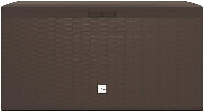 290L Garden Storage Box, Outdoor Patio Deck Box, Waterproof Polypropylene Storage Bin for Cushions, Tools, and Pool Accessories, Weather-Resistant Brown Rectangular Organizer