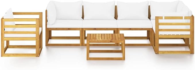 Patio Lounge Set with Cushion,Outdoor Patio Furniture,Outdoor Chat Conversation Set,Garden Furniture Sets,for Patio,Backyard,Garden,Outdoor,7 Piece Cream Solid Acacia Wood