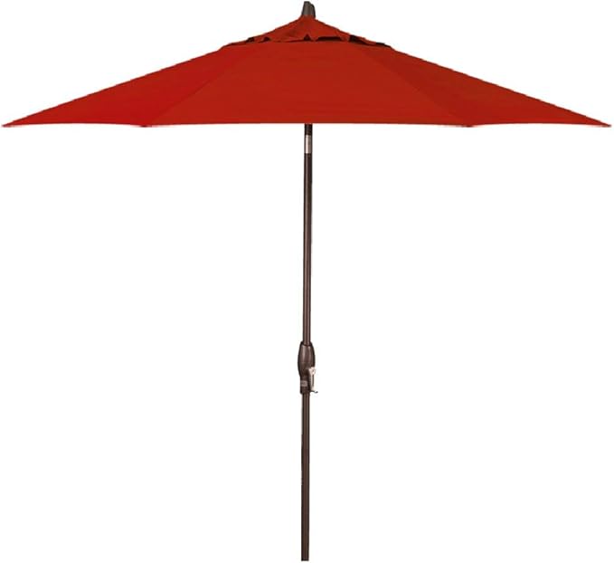 Treasure Garden Octagonal 9 ft Patio Umbrella - Outdoor Furniture Table Umbrella – Push-Button Tilt – Bronze Aluminum Frame (Obravia, Red)