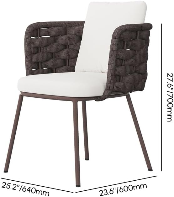 7-Piece Outdoor Dining Set - 70.9'' Sintered Stone Top Dining Table with 6 Rope Woven Armchairs, Aluminum Frame, and Cushions for Patio, Garden, and Outdoor Dining