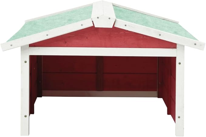 vidaXL Lawn Mower Garage House - Red/White Firwood - Outdoor - from Rain and UV