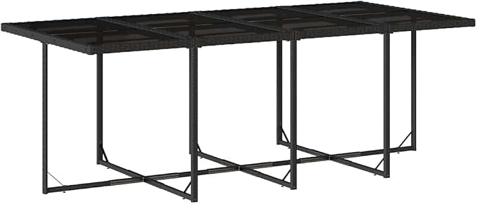 13-Piece Garden Dining Set, Modern Poly Rattan Outdoor Patio Furniture with Large Rectangular Table, 8 Chairs and 4 Stools for 12 People, Black and Cream White