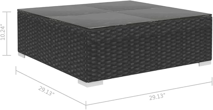 7 Piece Patio Lounge Set with Cushions,Couch Patio Conversation Sets Outdoor Furniture Combination Sofa for The Patio, Deck, Front Porch, Poolside or Balcony Poly Rattan Black