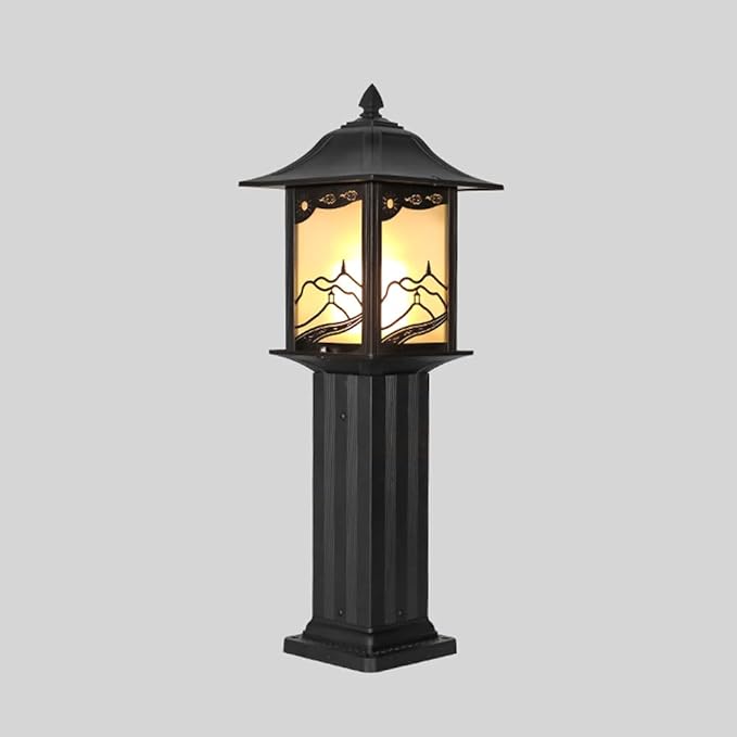 ANALYST Outdoor Waterproof Lawn Lights Glass Shade External Yard Lamps Vintage Garden Landscape Path Lights IP42 Outside Pathway Walkway Driveway Lighting Fixture H27.19in,Modern Wall Sconces