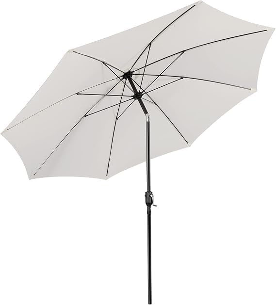 9ft Wooden Umbrella, Outdoor Patio Umbrella, Wood Market Umbrella, Patio Umbrella Wood Pole with Pulley Lift for Garden, Yard, Deck, Pool, Market