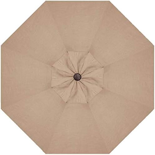 Treasure Garden Octagonal 9 ft Patio Umbrella - Outdoor Furniture Table Umbrella – Push-Button Tilt – Bronze Aluminum Frame (Obravia, Sand)