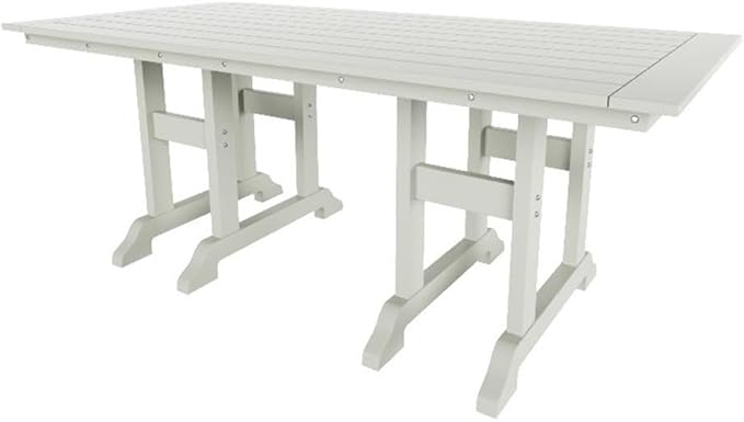 Costaelm Rectangle Outdoor Dining Tables, 71'' Patio Table with Umbrella Hole for 6 Person, Balcony Outdoor Buffet Table, Porch Tables for Outside Lawn Porch Bistro Furniture, Sand