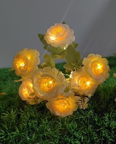 6 Pack Solar Garden Lights Outdoor, 42" Tall 42 LEDs Hibiscus Solar Flower Lights, IP65 Waterproof Decorative Landscape Lighting for Pathway Patio Yard Walkway Decor (Warm White)