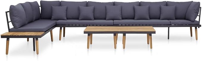 Patio Lounge Set with Cushions,Outdoor Tables and Chairs,Outdoor Furniture Sets,Patio Conversation Sets,for Garden,Deck,Backyard,8 Piece Solid Acacia Wood