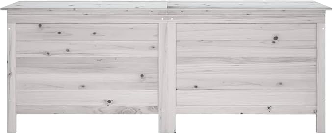 Outdoor Garden Storage Box, Large Wooden Deck Box for Patio Cushions, Toys and Gardening Tools, Weather Resistant Solid Fir Wood Organizer, 59.1 x 19.7 x 22.2 Inches, White