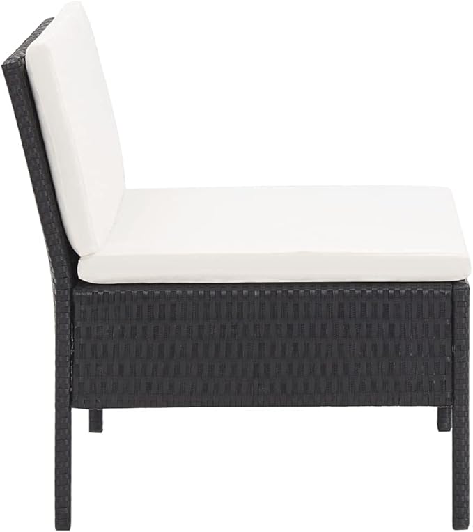 Patio Sofa Set with Cushions,Patio Lounge Set,Outdoor Furniture,Outdoor Furniture Sets,Patio Conversation Sets,for Garden,Deck,Backyard,5 Piece Poly Rattan Black
