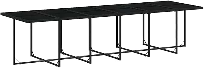17 Piece Patio Dining Set with Cushions Black Poly Rattan Outdoor Table and 16 Folding Chairs with Removable Washable Covers for Garden Backyard Entertaining