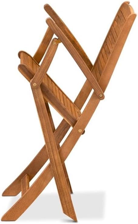 Pemberly Row 7-Piece Patio Dining Set, Rectangular Wood Table & 6 Folding Chairs, Natural Oil Finish, Lightweight Outdoor Furniture for Garden or Patio Dining with Small Gatherings, Easy to Store