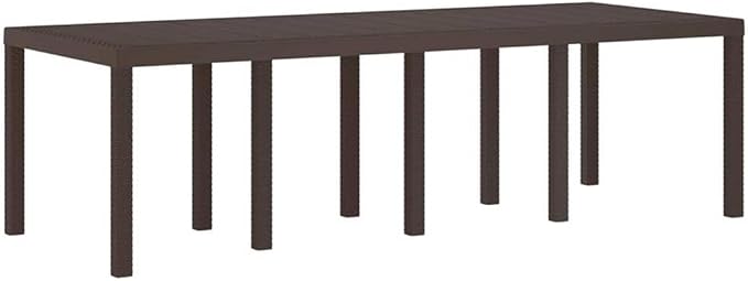 Afuera Living Contemporary Poly Rattan Patio Dining Set, Brown Finish, UV-Resistant Outdoor Furniture, Foam Cushions, Rectangular Table, Seats 8, Lightweight Design for Gardens and Terraces