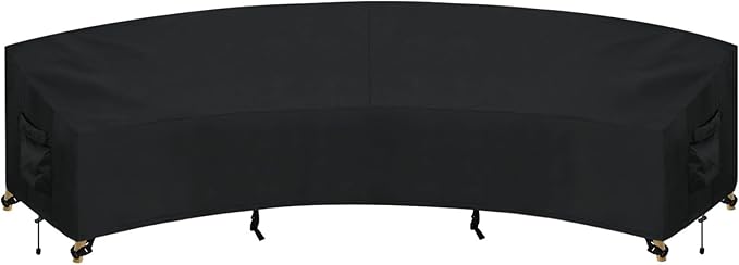 PureFit Outdoor Sectional Sofa Cover Waterproof Curved Patio Furniture Covers for Deck, Lawn and Backyard, 150Lx36Dx38Hx112FL, Black