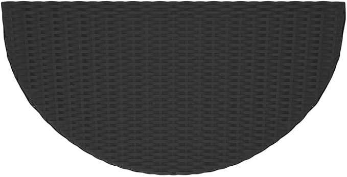 Wicker Half-Moon Patio Table, Half-Round Rattan Bistro Table, Black 39.4"x19.7"x29.5" Poly Rattan, -282