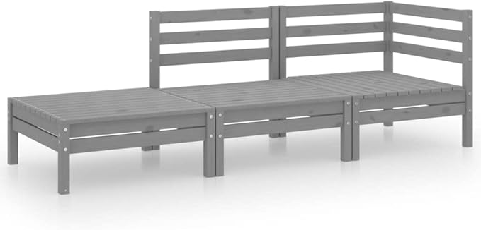 Patio Lounge Set,Patio Furniture Sets,Patio Conversation Sets,Outdoor Furniture Sets,for Garden,Backyard,Outdoor,3 Piece Gray Solid Pinewood