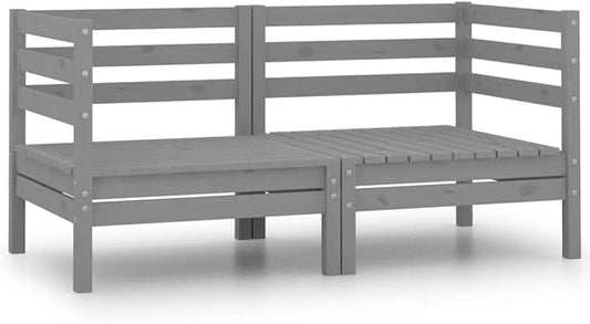 Patio Corner Sofas,Wooden Sofa,Patio Lounge Set,Outdoor Furniture,Patio Conversation Sets,for Garden,Deck,Backyard,2 pcs Gray Solid Pinewood