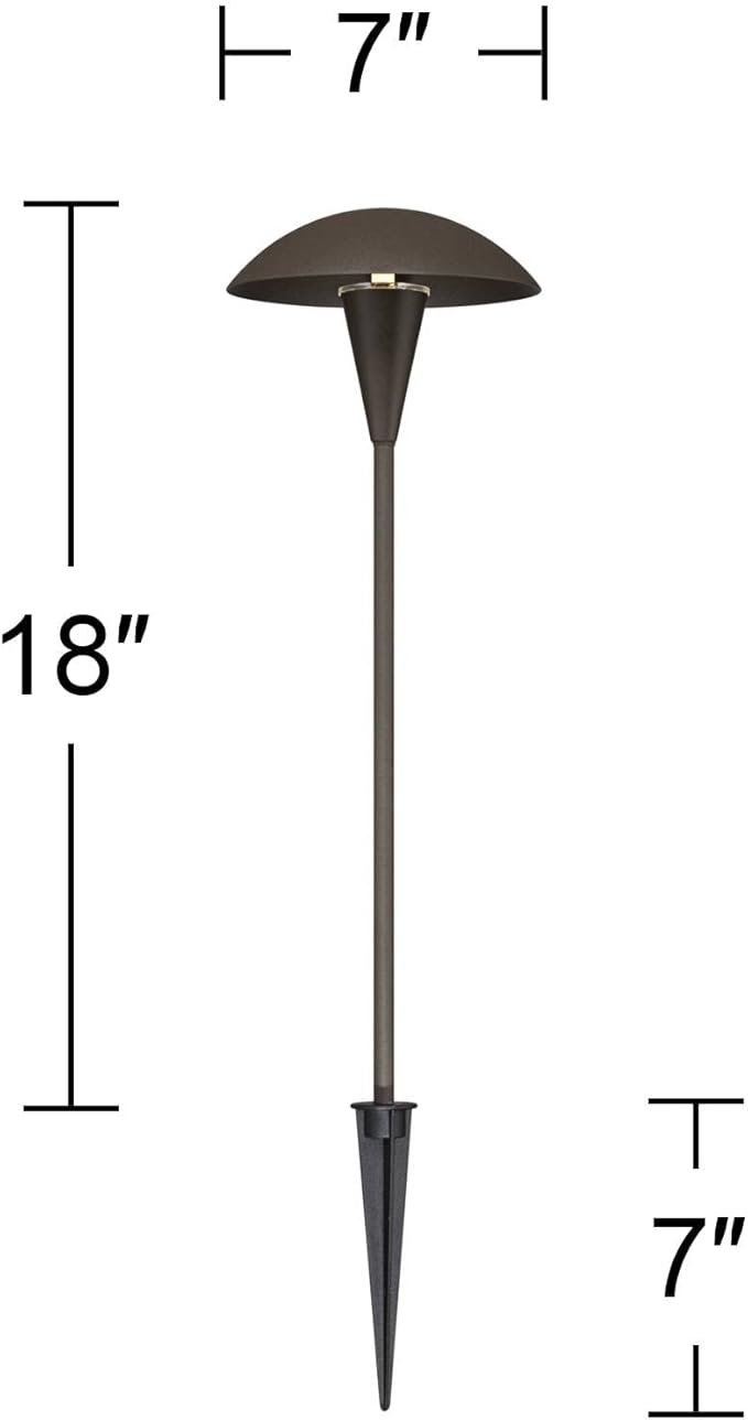 John Timberland Grant 18" High Mid Century Modern Outdoor Landscape Mushroom Path Lights Porch House Exterior Outside Set of 2 LED Bulb Weatherproof Brown Bronze Finish Metal Front Door Patio