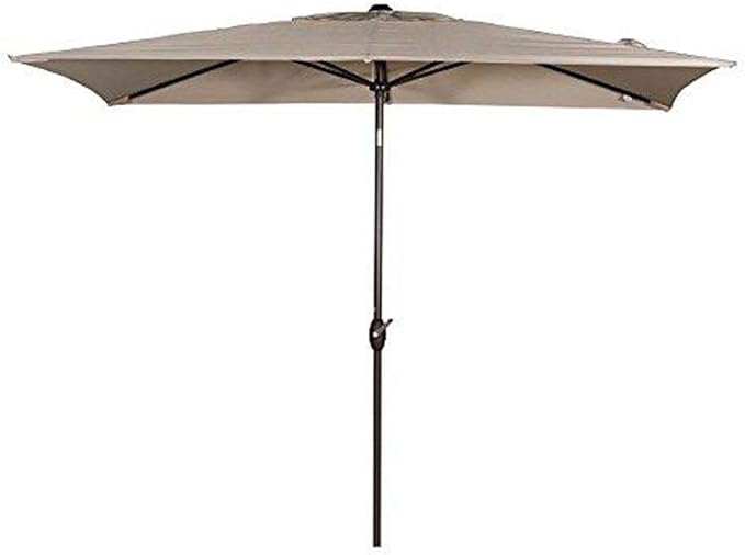 Abba Patio Rectangular Patio Umbrella Outdoor Market Table Umbrella with Push Button Tilt and Crank, 6.6 by 9.8 Ft, Beige