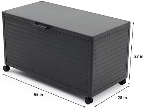 175 Gallon Outdoor and Indoor Storage Box, Aluminum Construction, Wheeled Design, (Black)