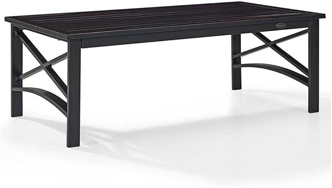 Afuera Living Coastal Metal Patio Coffee Table, 49.75" W x 26.38" D x 17.75" H, Oil Rubbed Bronze Finish, Weatherproof Rust-Protected Steel, Slatted Tabletop, Traditional Outdoor Balcony or Porch