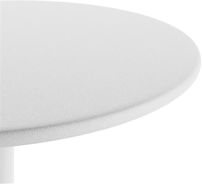 Afuera Living Mid-Century Steel 24" Outdoor Bistro Table, White Finish, Round Top Design, Weatherproof Metal Construction, Space-Saving Base, Minimalist Style for Patio, Balcony, or Indoor Use