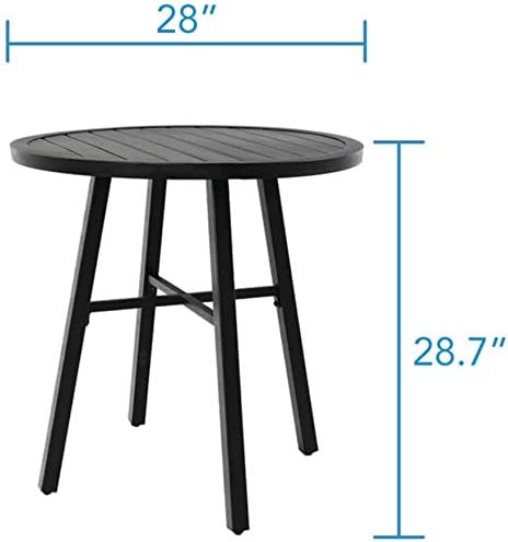 MFSTUDIO Outdoor Bistro Table Round Metal Patio Dining Table Small Side End Adjustable Outdoor Furniture Table,Black