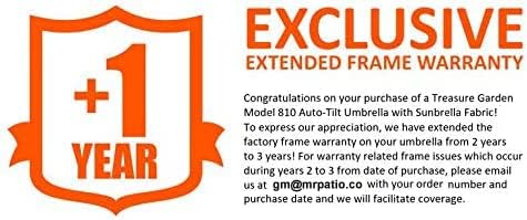Treasure Garden 11-Foot Patio Umbrella - Outdoor Furniture Market Umbrella – Auto Tilt – Bronze Aluminum Frame (Obravia2, Forest Green)