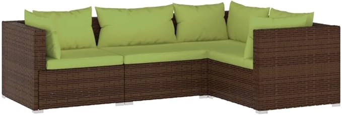 Patio Lounge Set with Cushions,Outdoor Table and Chairs Set,Terrace Conversation Set Furniture,Outdoor Furniture,for Garden,Backyard,4 Piece Poly Rattan Brown