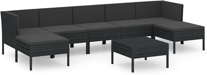 Patio Lounge Set with Cushions,Sofa Set,Conversation Patio Furniture,Outdoor Seating Set,for Garden, Poolside, Backyard Poly Rattan Black