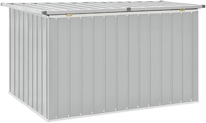 Patio Storage Box Outdoor 58.7"x39"x36.6" Galvanized Steel Deck Box with Hinged Lid, Large Outdoor Furniture for Garden, Pool, Backyard Organization