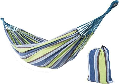 Ezone Double Hammock Two Person Cotton Outdoor Adjustable Hammock Bed with Carrying Bag for Patio Yard Garden (Oasis Blue)
