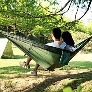 Durable Camping Nylon Hammock with Mosquito Net Hammock Tent for Outside,Hammock with Bug Net for Single & Double Camping,Survival, Travel & More 500lbs…