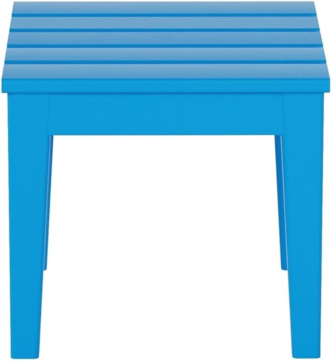 Costaelm Small Outdoor Side Table, Patio End Table Weather Resistant Outdoor Coffee Table, Square Conversation Table for Indoor, Porch, Balcony, Garden, Poolside, Deck, Pacific Blue