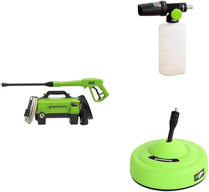 Greenworks 1700 PSI and 1.2 GPM Pressure Washer Kit - Ultra Compact & Lightweight, Ideal for Cleaning patios, Decks, Sidewalks, Outdoor Furniture, Bikes, Cars, and Small Driveway Areas