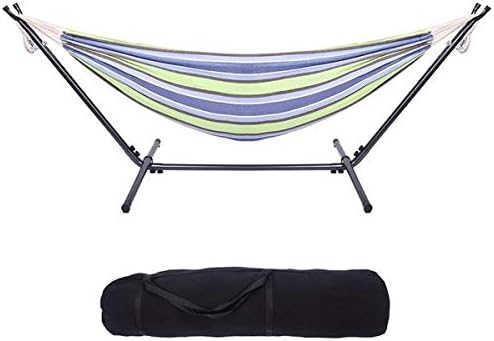 Hammock Set (Hammock Frame Small Color Bar) Natural Rope (Green Strip)