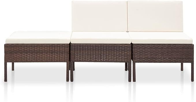 Patio Lounge Set with Cushions,Outdoor Furniture,Outdoor Furniture Sets,Patio Conversation Sets,for Garden,Deck,Backyard,3 Piece Poly Rattan Brown